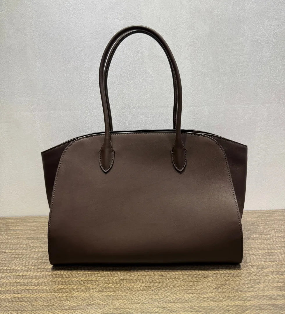 2026 high-quality genuine leather Marlo 12 inch 14 inch saddle leather tote bag, women's shoulder bag, high-end leather texture,