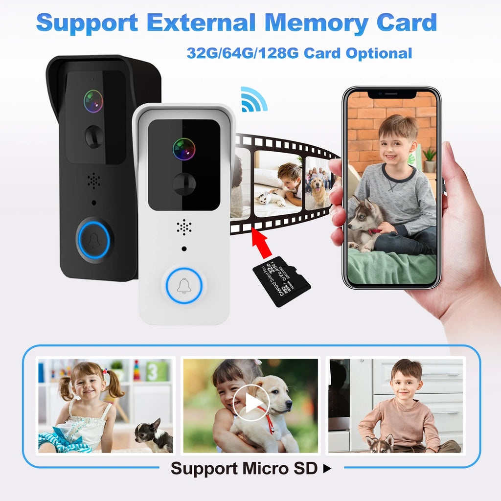 1080P HD WiFi Doorbell Camera with Night Vision PIR Motion Detection 5G 2.4G Intercom Doorbell for Tuya Smart Home Ring