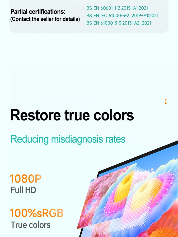VCHANCE 21.5'' Full HD 1080p 100%sRGB Portable Medical Monitor with VESA Mount Display External for Hospital Diagnostic Devices