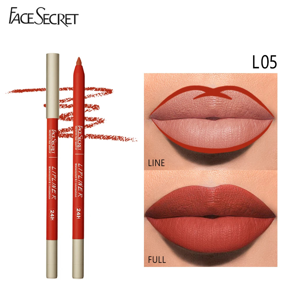 Face Secret waterproof, velvet matte lipliner pencil in shade L05 for long-lasting, precise lip contouring.
