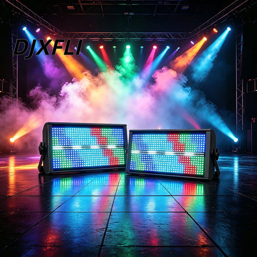 RGBW LED stage strobe light pair, front LED matrix panels with multi-color effects