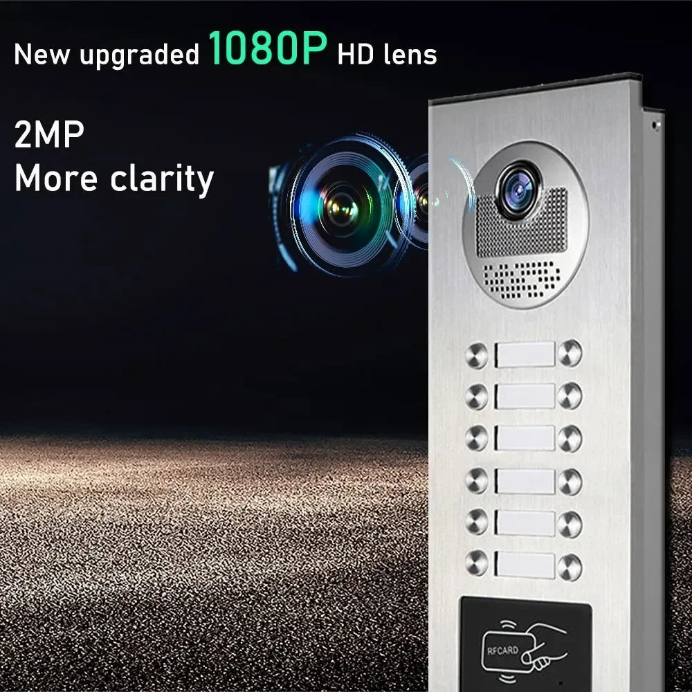 ANJIELO 7 Inch 1080P Tuya WiFi Video Door Phone 2‑4 Units Multi Apartment Intercom Remote Unlock Home Security Video Doorbell