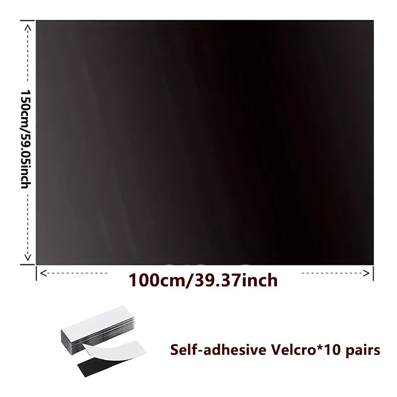Dark blackout window shade cloth with self-adhesive Velcro, 10 pairs