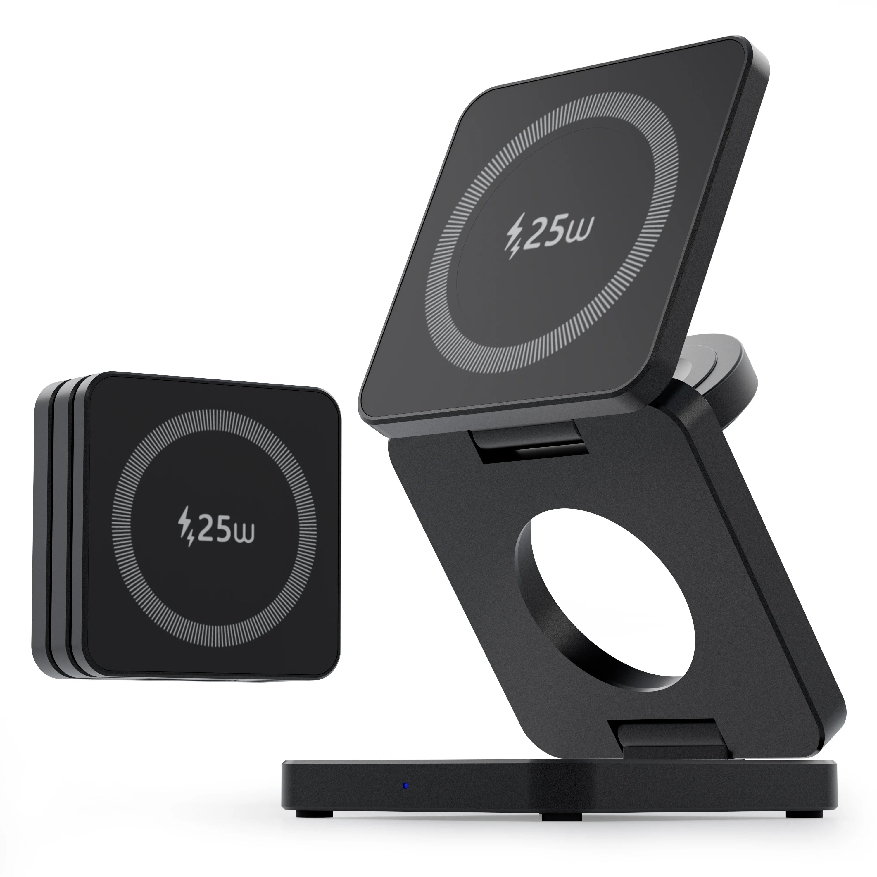 3-in-1 Magnetic Wireless Charging Stand - 25W Fast Qi2 Foldable Station qi2.2 25w Black Tidesmit