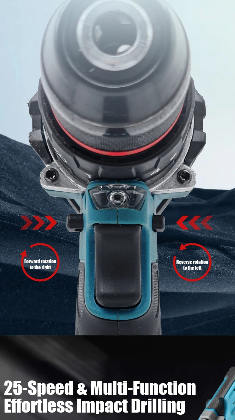 Mamidw Brushless Lithium Electric Drill 1850RPM High Speed Cordless Power Drill for Metal Wood Drilling Furniture Screw Fastening, For Makita 18V Battery PIN