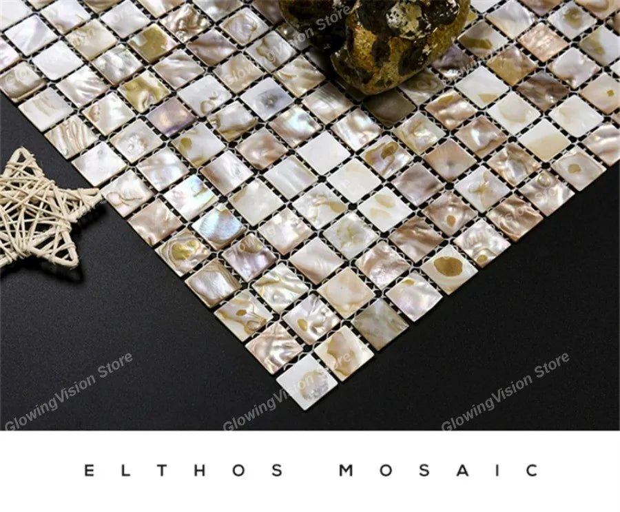 30 CM Natural Shell Mosaic Tile Sticker Sheet Mother of Pearl Wallpaper Tile for Interior Decoration Bathroom Kitchen Wall Tiles