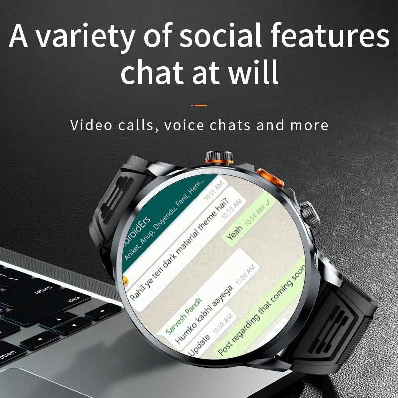 Smart Watch With 1.95 inch IPS 1100mah Battery 128GB ROM 500W Camera GPS WIFI Heart Rate APP Download Smartwatch Android 9.0