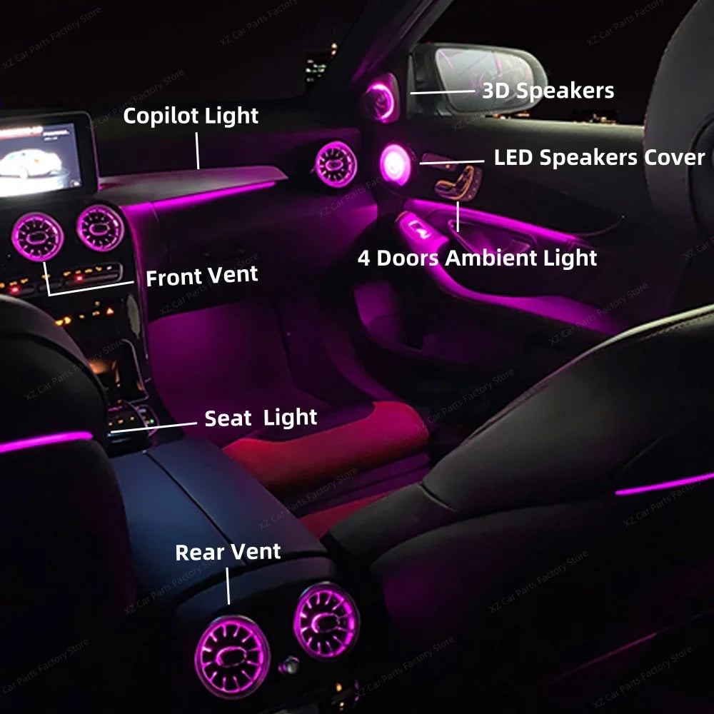 Mercedes Benz W205 X253 64-Color LED Ambient Lighting Kit Tidesmit