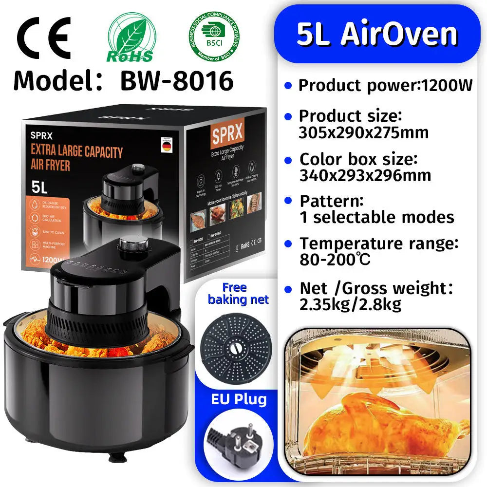 Commercial  Digital  High-quality Smart Electric Square Air Fryer Oven  Touchscreen Display Stainless Steel  for  Household