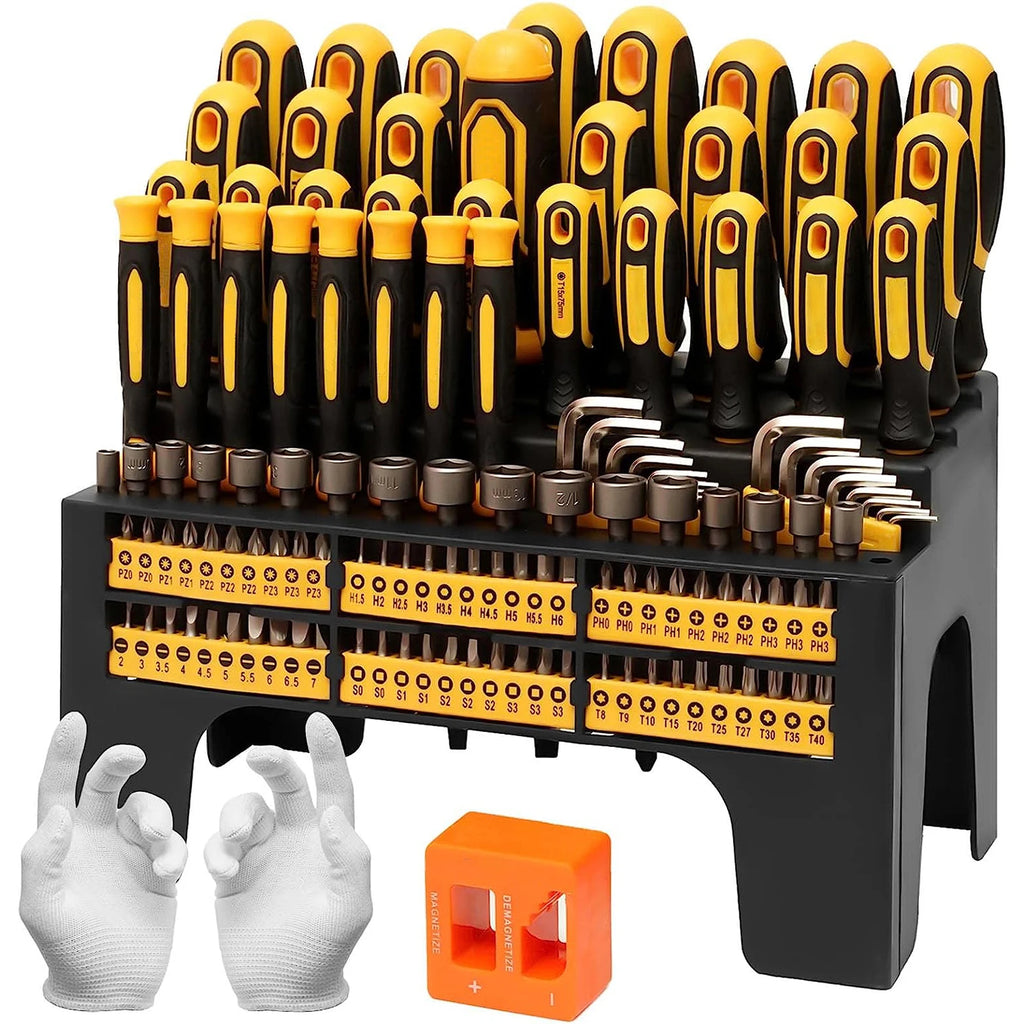 131pcs Magnetic Screwdriver Set with Plastic Ranking Includes Precision Screwdriver and Pick Hook Ratchet Driver DIY Tools
