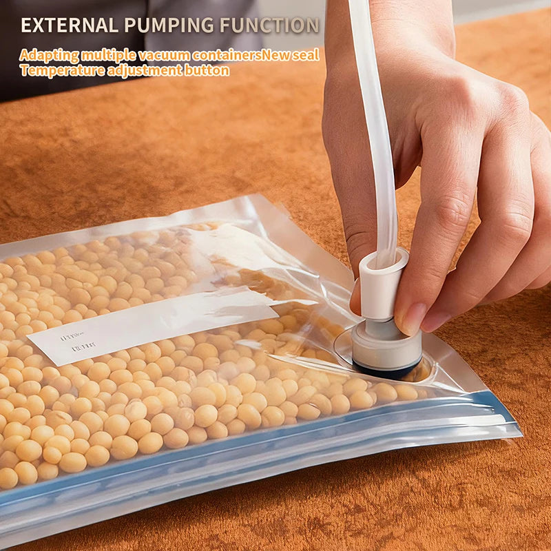 Portable Vacuum Sealer with Strong Suction & USB Wireless Charging | Dry/Wet Food Sealing for Kitchen