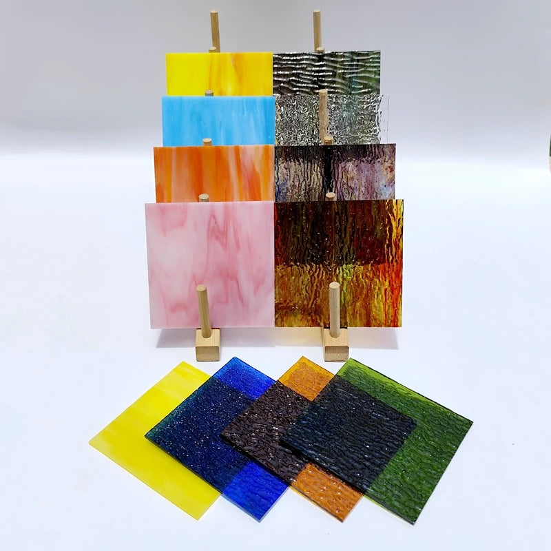 12pcs 4X4in Textured glass Transparent stained glass sheet diy mosaic tile glassstained glass supplies  crafts and art supplies