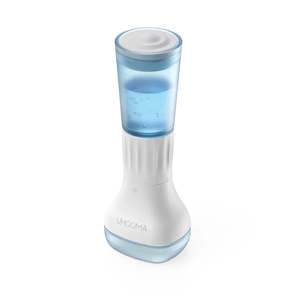 S2 140-pin adjustable derma stamp with blue serum container for scalp, hair, and skin microneedling beauty tool.
