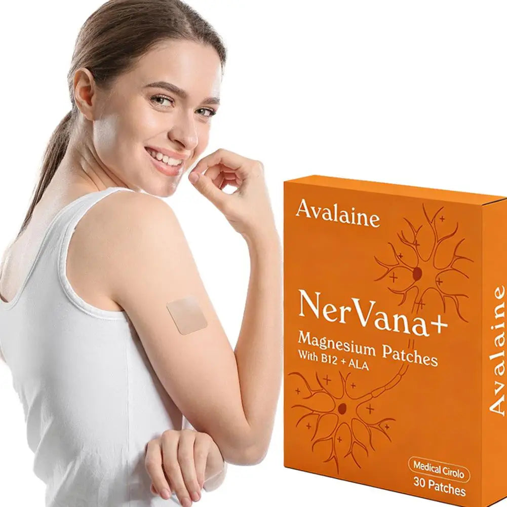 30pcs Avalaine NerVana+ Magnesium Patches with B12 & ALA – Natural Relaxation & Muscle Repair for Sensitive Skin