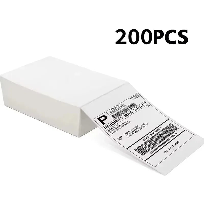 Direct thermal labels pack, 200pcs, with barcode shipping label on white