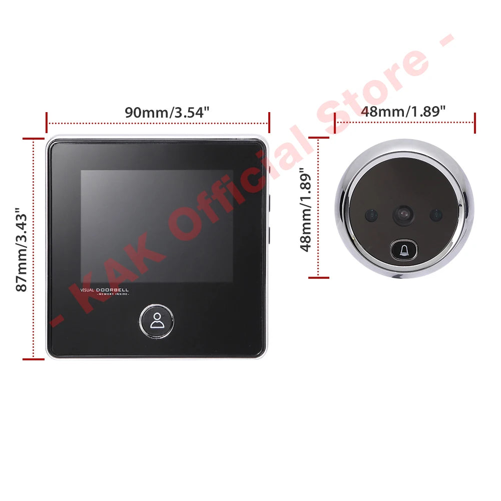 KAK 2.8" LCD Screen Electronic Door Viewer Bell IR Night Door Camera Photo Recording Digital Door Viewer Smart Peephole Doorbell