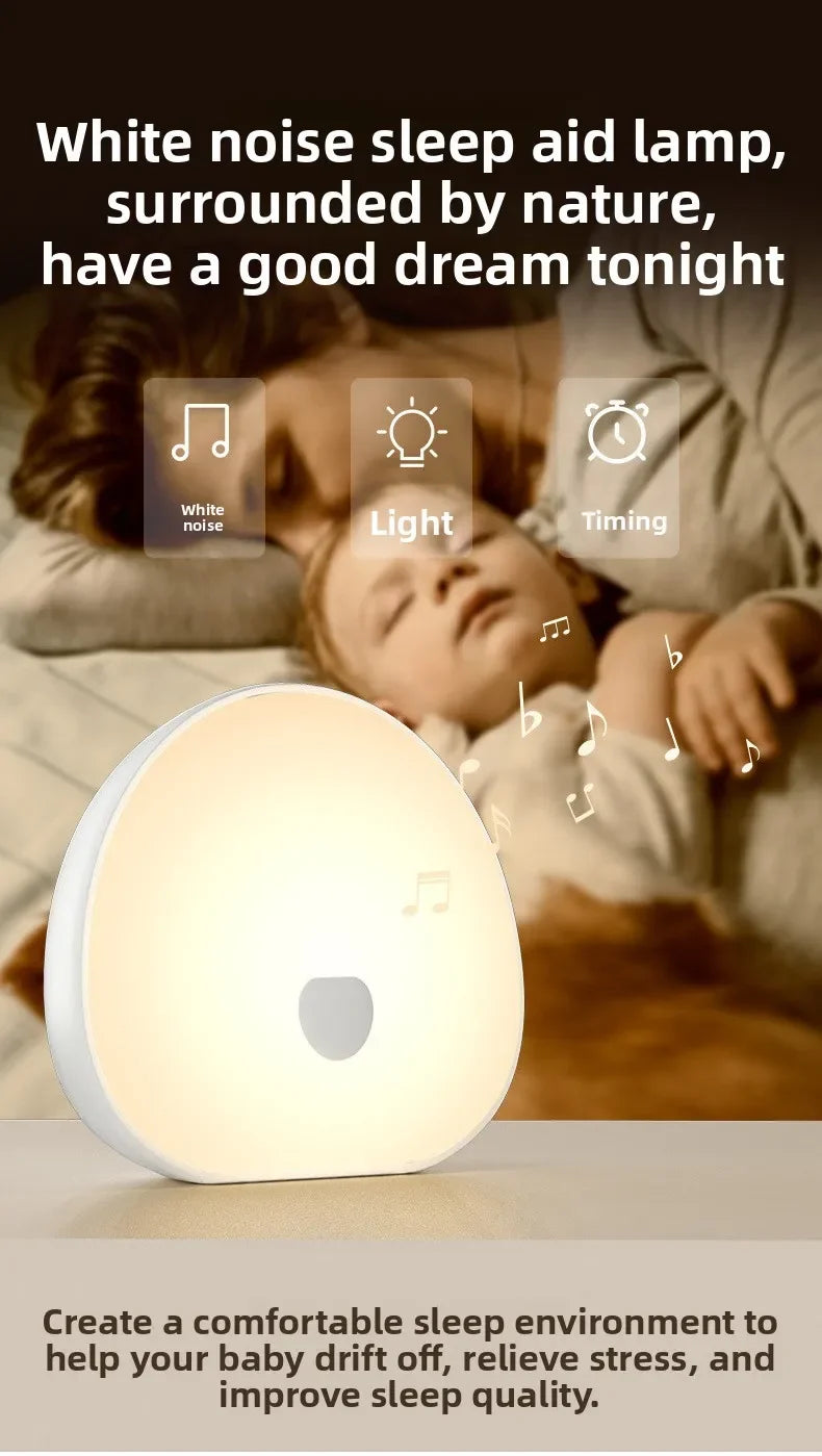 RGB Sleep White Noise Machine with Soothing Sound Touchable Rechargeable LED Night Light Relaxing Audio & Sleep Lamp for Baby