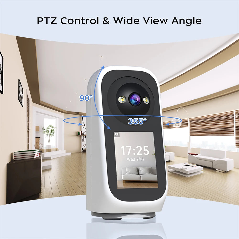 Jooan 3K PTZ IP Camera Video Call with 2.8Inch LED Screen Baby Cry Sound Detection Security Camera AI Tracking Baby Monitor