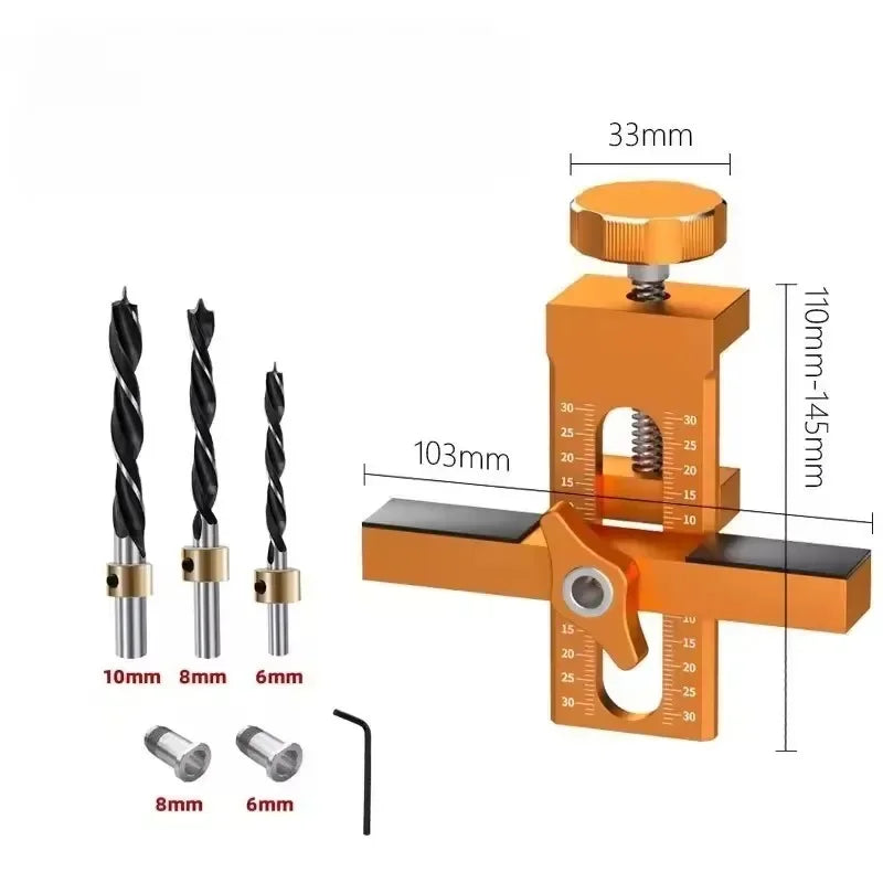 2 in 1 Aluminum Alloy Cabinet Door Installation Positioner 6/8/10mm Rebounder Punched Mounting Jig Cabinet Door Panel