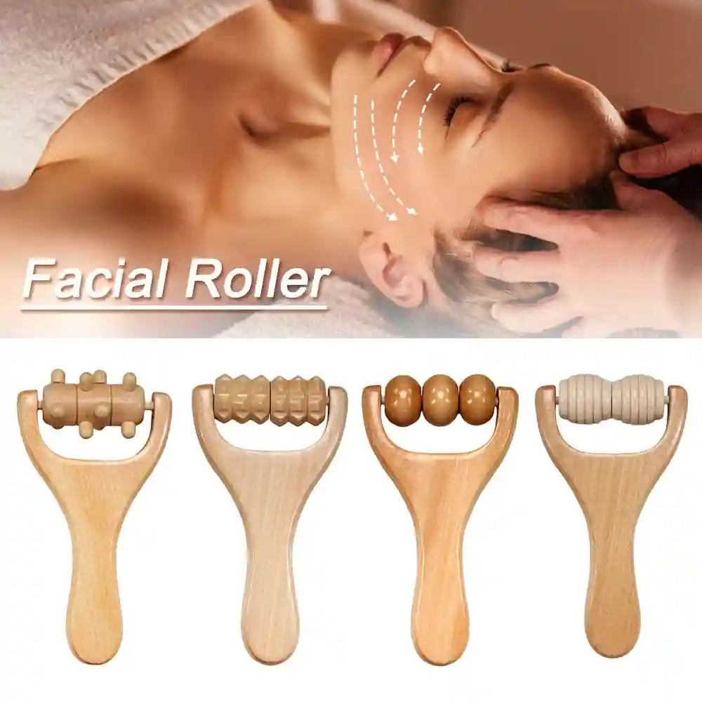 Wooden Face Massage Roller - Natural Lymphatic Drainage Tool by Tidesmit Massage Roller Tidesmit