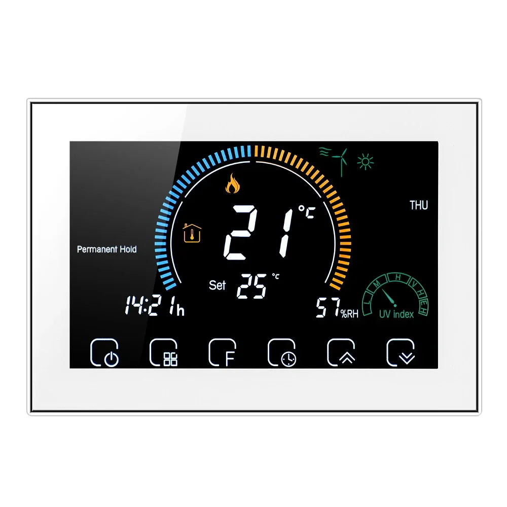 Smart Wi-Fi Thermostat with Color Screen - BHT8000 Series White Tidesmit