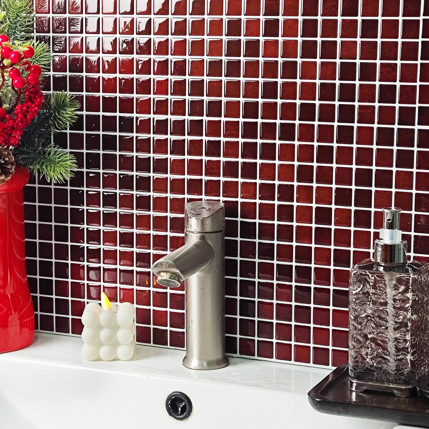 10 Sheets Brick Wall Stickers 3D Mosaic Patterned Vinyl Tiles Marble Textured Surface Wallpaper For Home Application