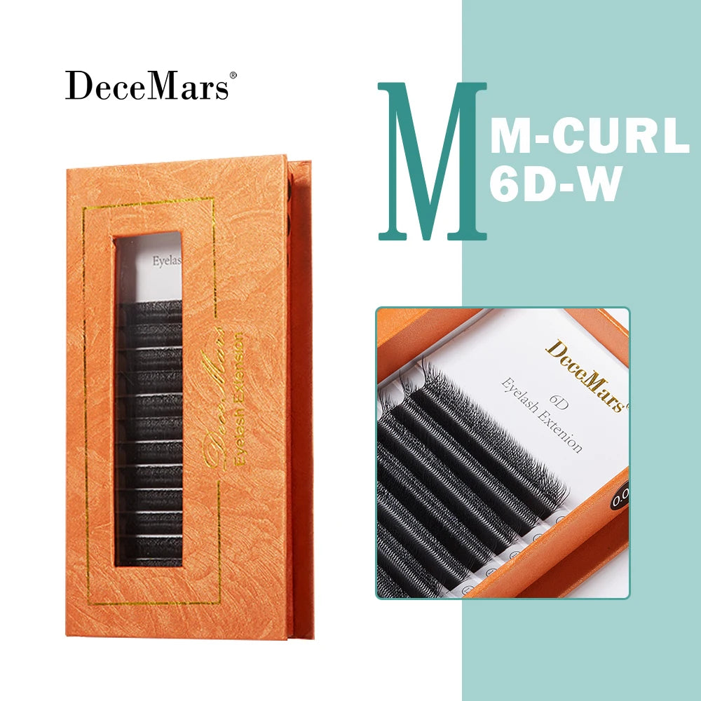 DeceMars L-curl M Curl YY 3D 4D 5D 6D Eyelash Extension 12 Lines for Makeup False Eyelashes 6D M Black 0.07mm Tidesmit