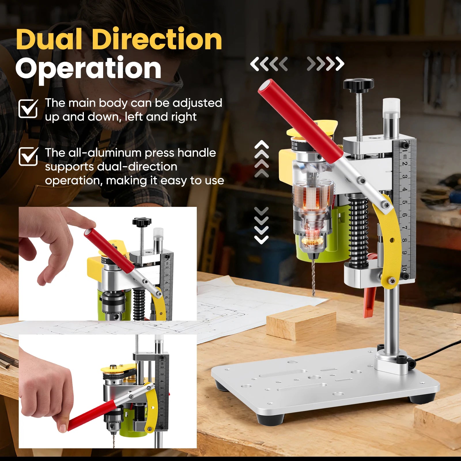 7 Speed Electric Mini Drill Press Precision Benchtop Drilling Machine CNC 795 Motor B10 Chuck Metal Wooden DIY Making Crafts Tool