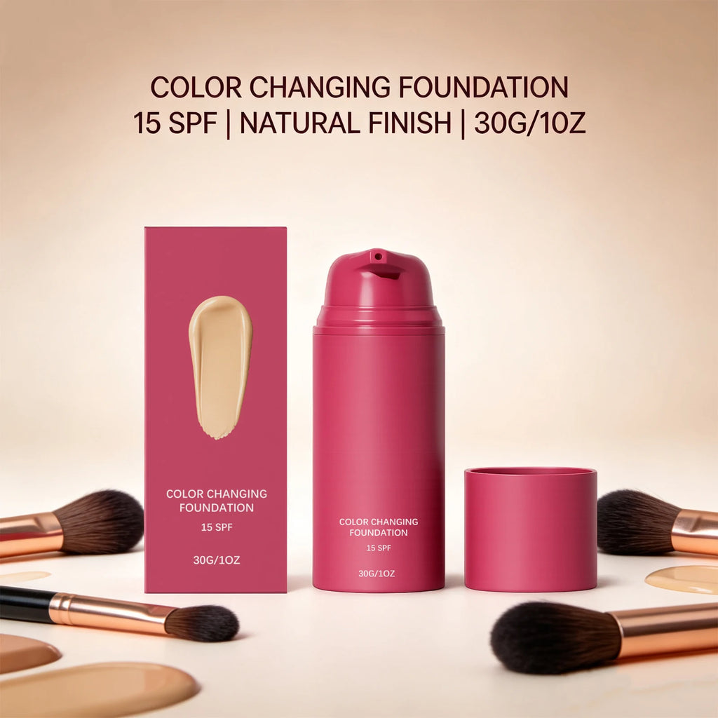 Tidesmit color changing foundation texture close-up featuring SPF15 full coverage natural makeup