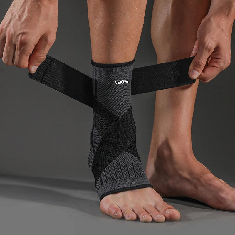 VBOSI Ankle Brace Compression Support Sleeve with Adjustable Strap for Men Women, Breathable Knitted Ankle Support for Sprain, S