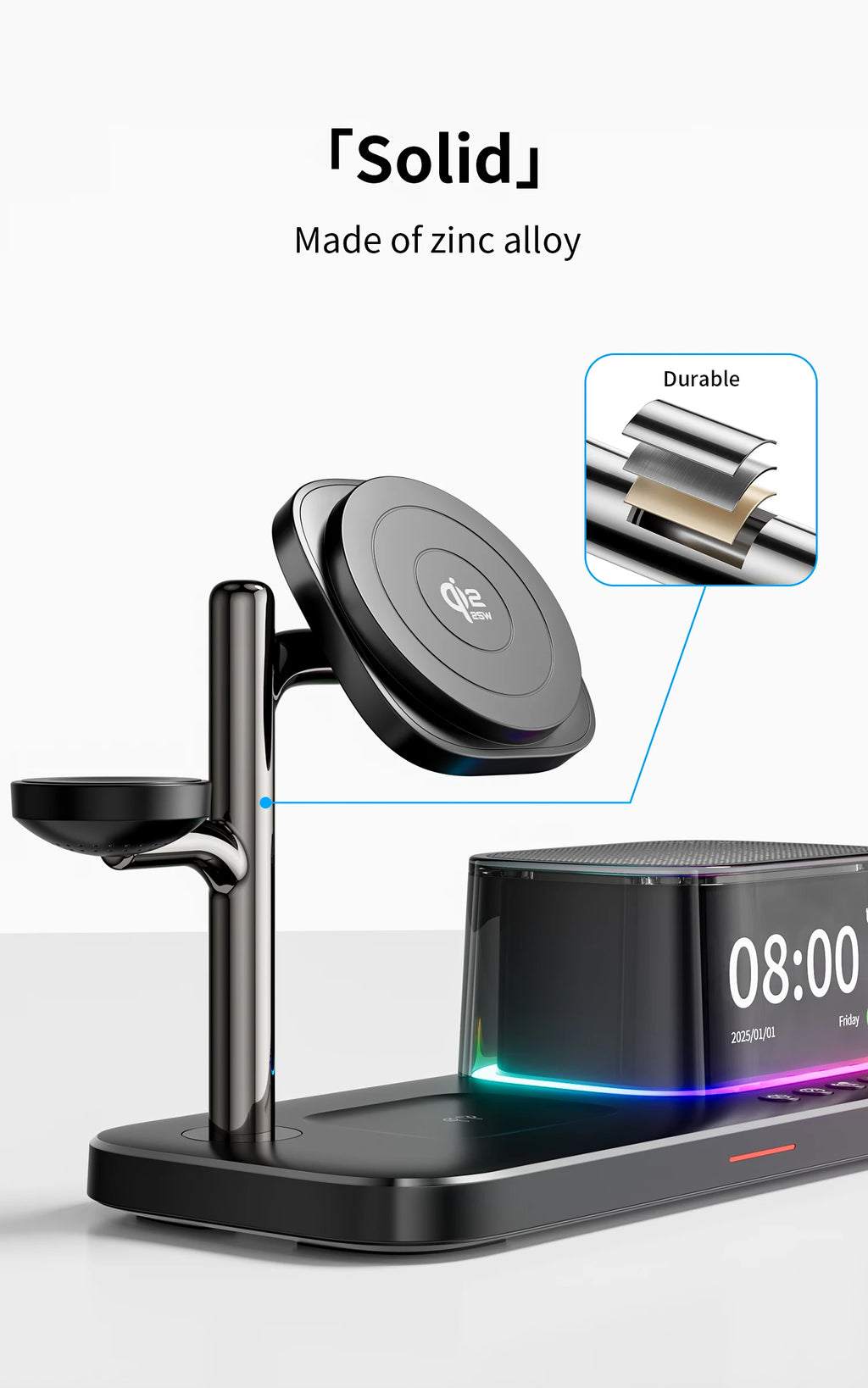 5-in-1 Magnetic Wireless Charger Stand with Speaker - 25W Qi2 Certified Tidesmit