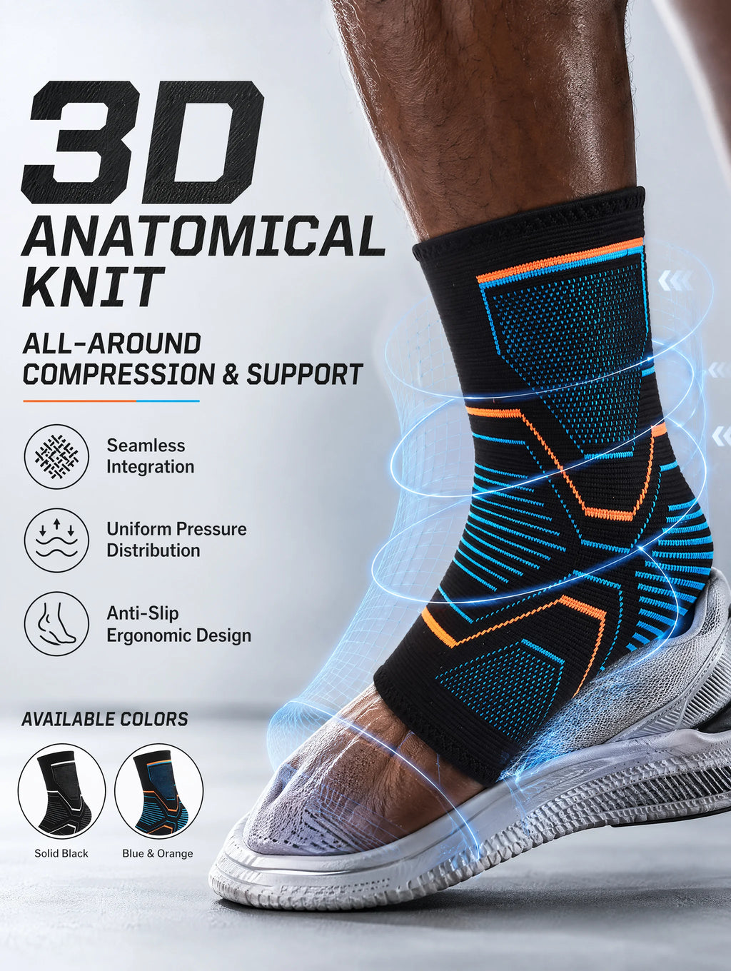 Ankle Brace Support Sleeve 3D Compression Ankle Protector Anti-Sprain Breathable Elastic for Running Basketball Gym Fitness Men