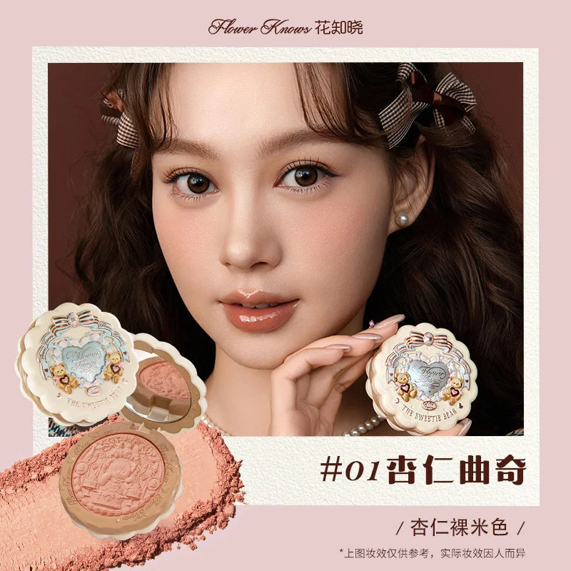 Tidesmit Sweetie Bear silk satin blush powder detail view for natural matte cheek contour vegan face makeup