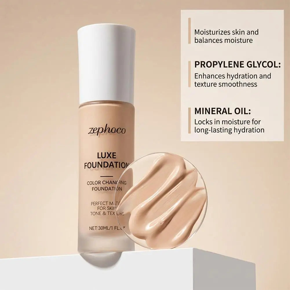 Tidesmit Zephoco Luxe thermal color changing liquid foundation moisturizing long lasting face makeup base