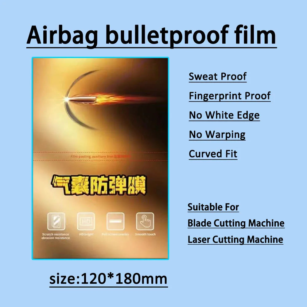 Airbag bulletproof hydrogel film sheet, sweat and fingerprint proof; 120x180mm size
