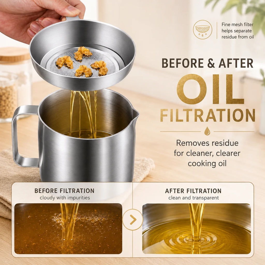 1.5L Stainless Steel Deep Fryer Pot with Basket and Oil Strainer, 304 Stainless Steel Deep Fryer Pot for French Fries and Chicke