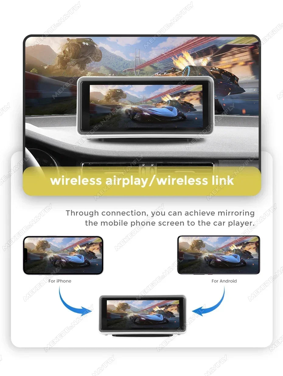6.86'' Center Intelligent Touch Screen Mirror Car Multimedia Radio Chained Threadless Carpet Car-play Android Auto BT FM Speaker