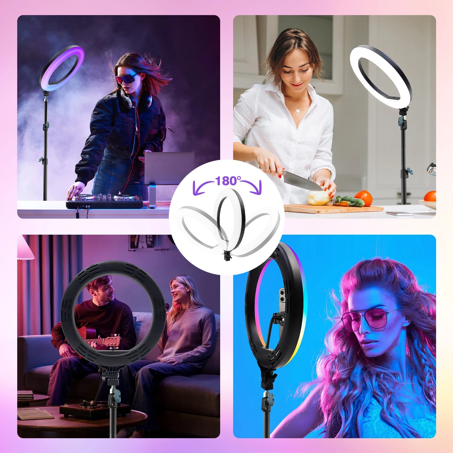 10 Inch RGB Ring Light with 70 Inch Tripod Stand - Tidesmit SM-LJ180 Tidesmit