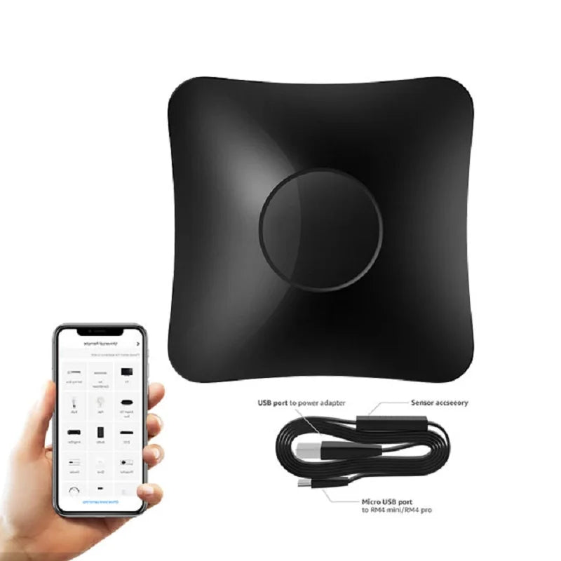 Broadlink RM4 Pro Smart Remote with HTS2 Sensor for WiFi Home Automation RM4 PRO Add HTS2 Tidesmit