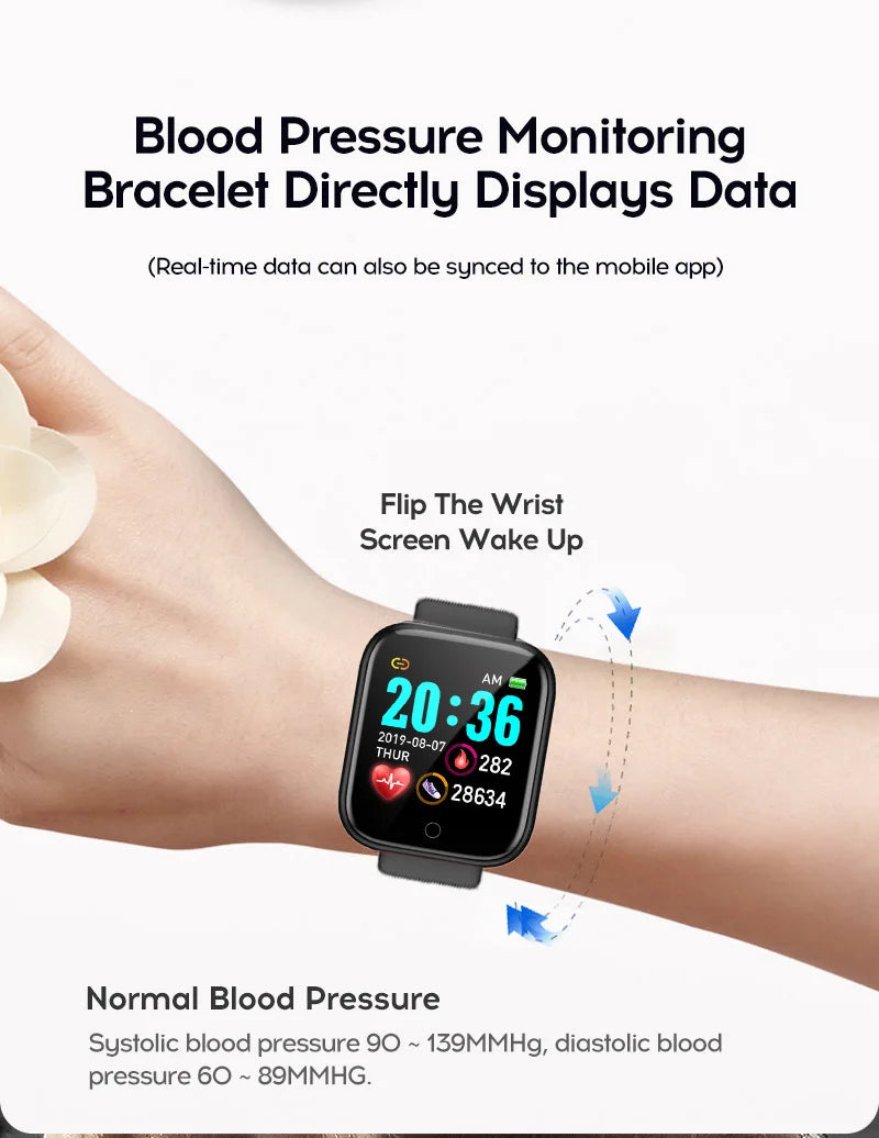 Y68 Smart Watch Bluetooth Fitness Tracker Adult Sports Watch Heart Rate Monitor Blood Pressure Smart Bracelet for Android iOS