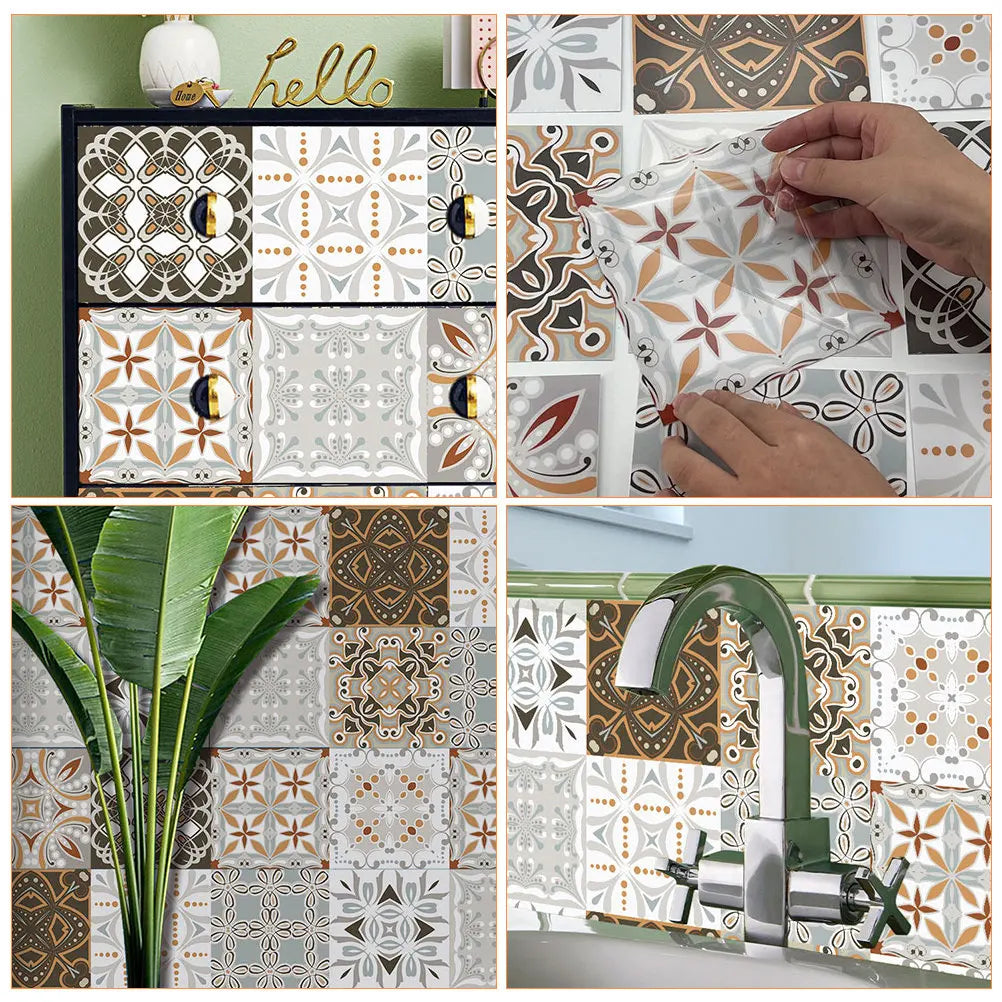 10 Pcs Backsplash Peel and Stick Kitchen Tile PVC Adhesive Tiles for Sticker