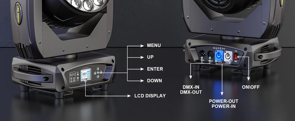 2PCS 19x15W Beam Moving Head Light RGBW LED Lighting Zoom Wash Lights DMX Stage Effect Lighting for Disco Party Concert Theater