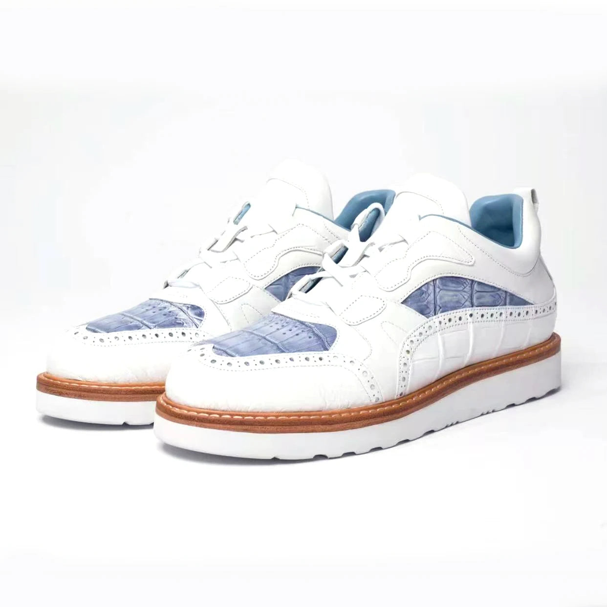 sanyeshechiping new men sports shoes male crocodile shoes white blue teo color men shoes fashion leisure running shoes