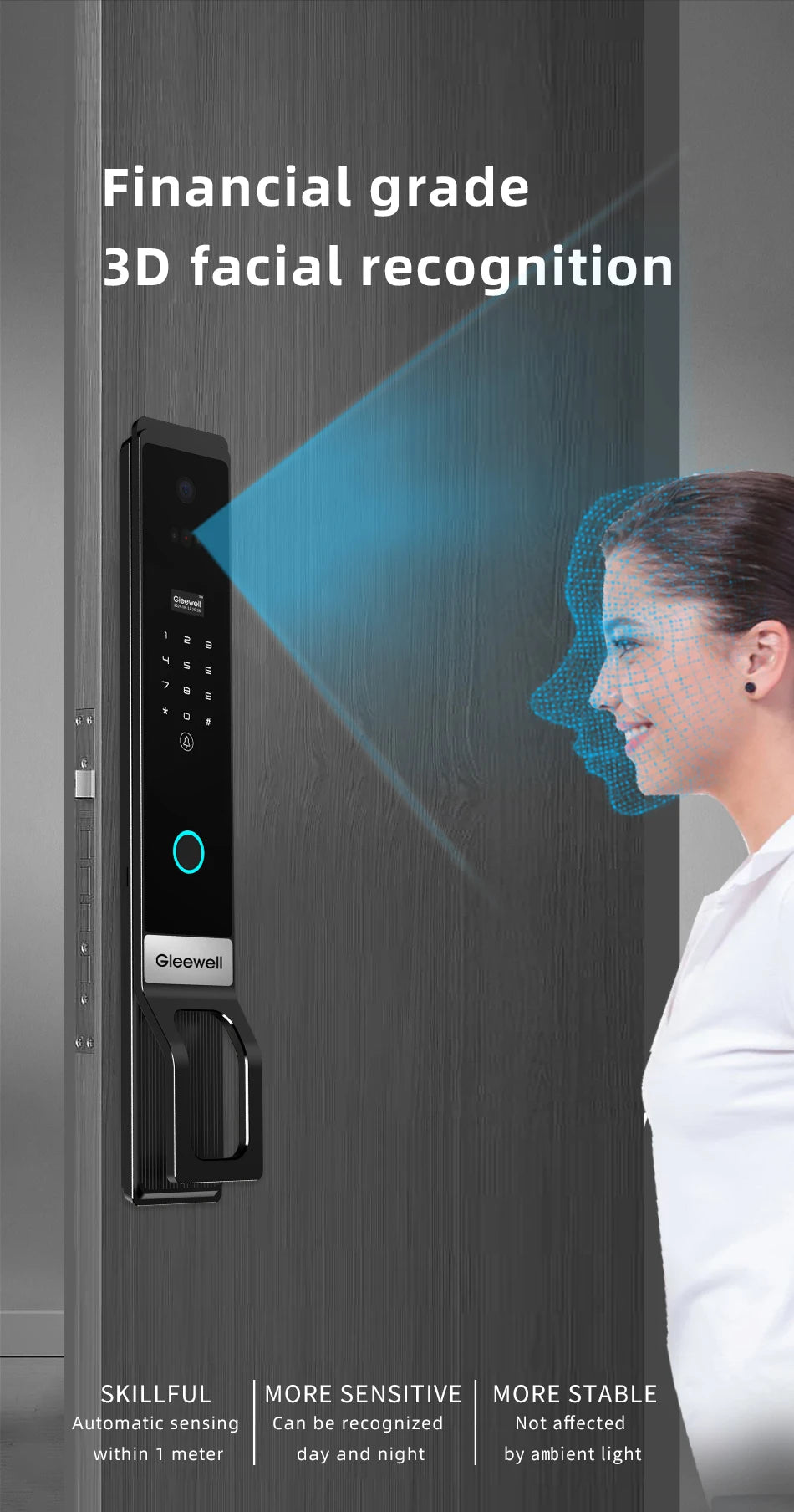 3D Palmar Vein Smart Door Lock Tuya U Smart Go Security Camera Intelligent Biometric Fingerprint And Face Recognition Smart Lock
