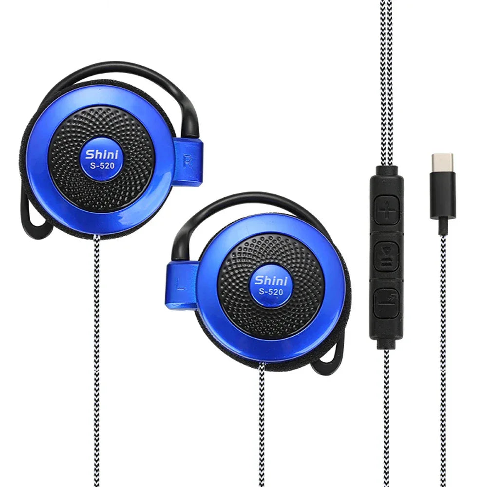 Wired Sports Earphones - Secure Ear Hook Stereo Sound by Tidesmit Blue Tidesmit