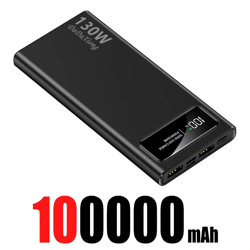200000mAh Fast Charging Power Bank | 130W PD Portable Battery Black 100000mAh Above 100000mAh Tidesmit