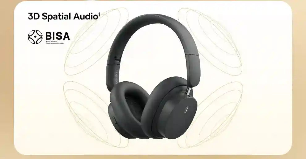 Wireless Over-Ear Headphones with 70H Playtime and Spatial Audio - Gray Tidesmit