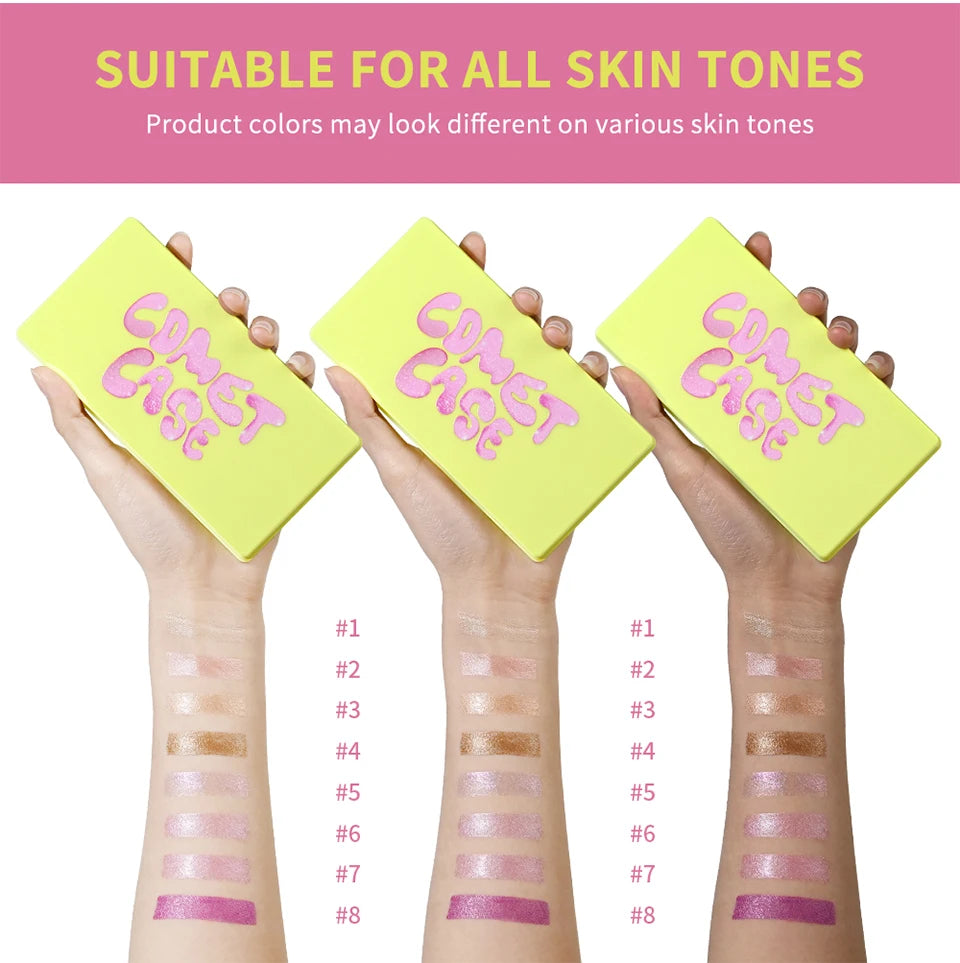Tidesmit 8 color eyebrow cream highlighter palette with matte and shimmer makeup finishes for natural long-lasting brows