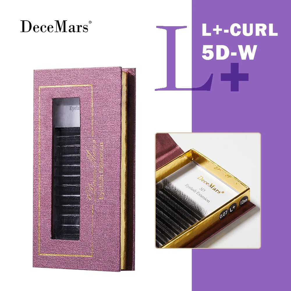 DeceMars L-curl M Curl YY 3D 4D 5D 6D Eyelash Extension 12 Lines for Makeup False Eyelashes 5D L Plus Black 0.07mm Tidesmit