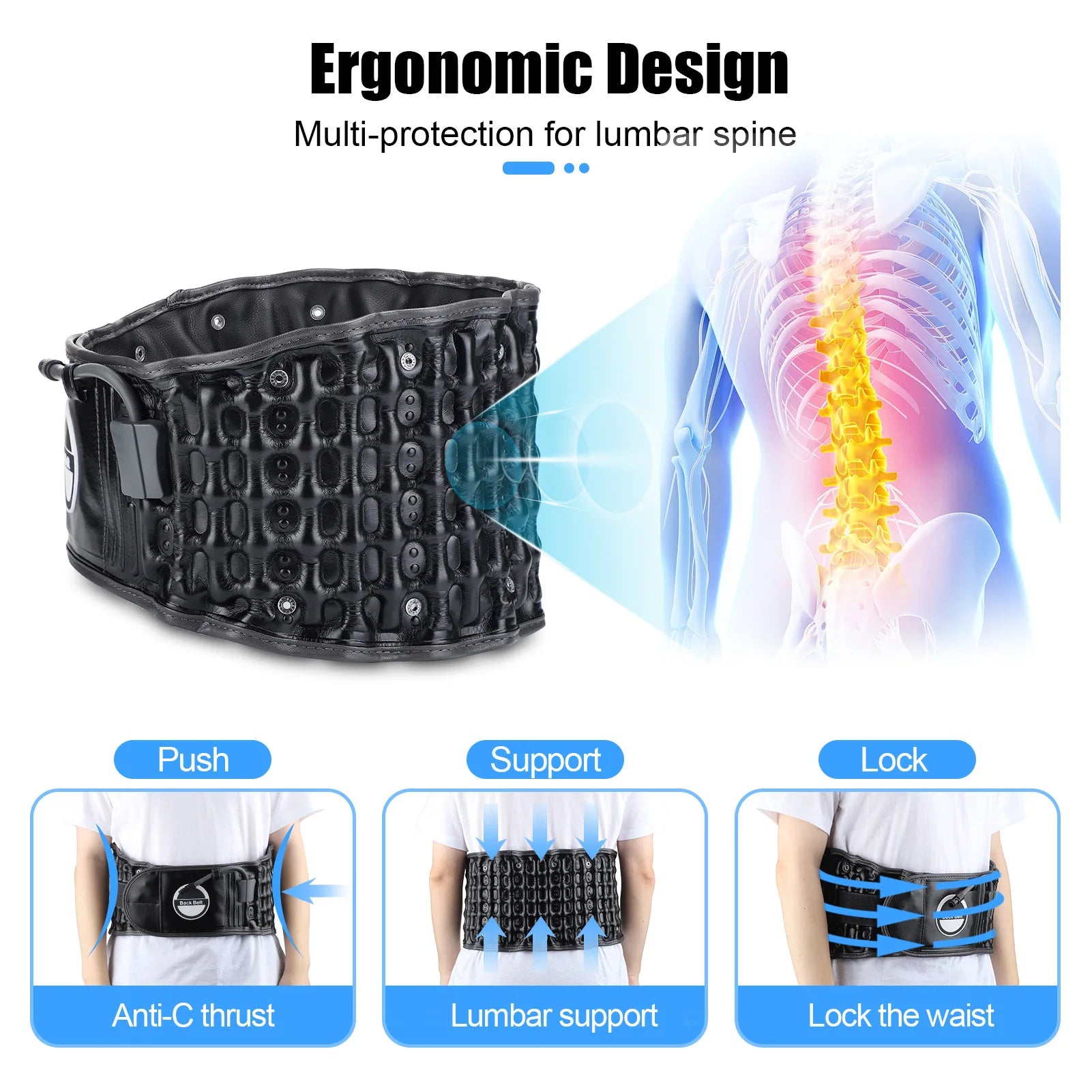 Inflatable Lumbar Decompression Belt - Targeted Back Pain Support Fascia Gun Tidesmit